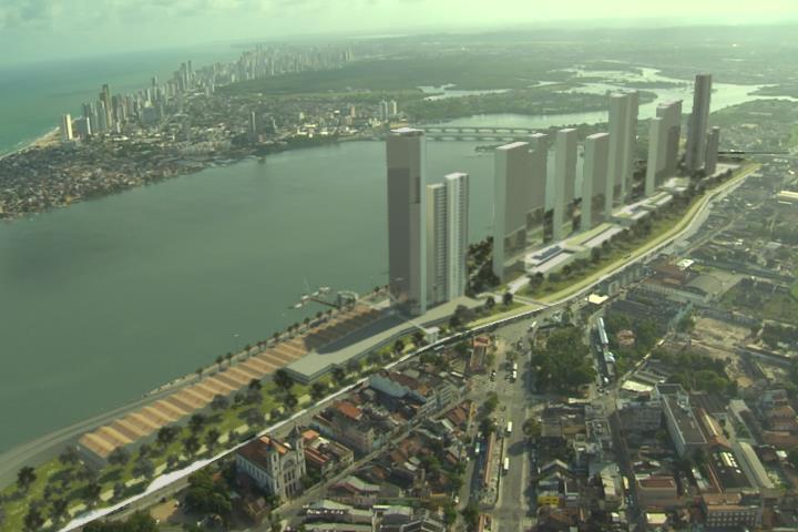 Um paredão com 12 torres   e alguma perfumaria contra a brisa do mar e a valorização dos espaços coletivos: é o projeto Novo Recife