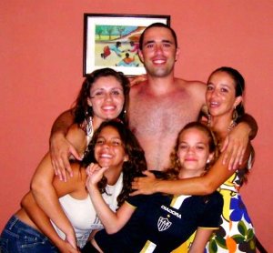 Com irmão e irmãs, no Natal de 2007, Recife