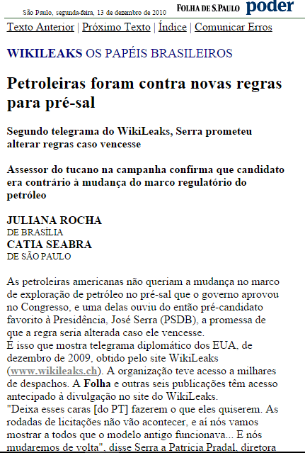 Folha e wikileaks_presal
