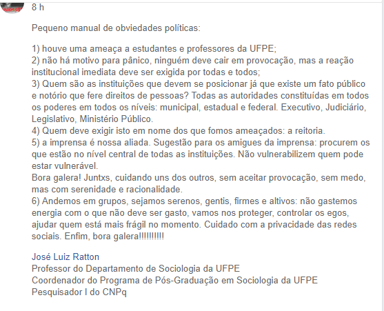 ameaça ufpe-prof luiz raton
