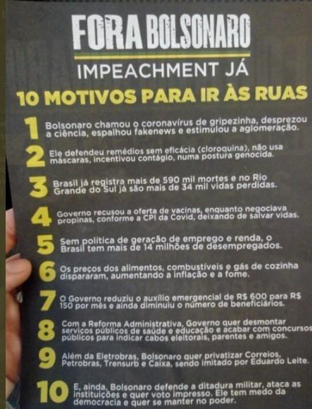 10 razões para iràs ruas
