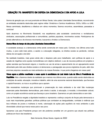 Manifesto Geração 70-Lula